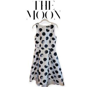 The Moon Sleeveless Voluminous Black White Polka Dot Dress Fairy Party Size S